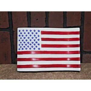 USA Flag Ceramic TABLE DECOR Office Home Restaurant Garden decor Joann 9"x6"